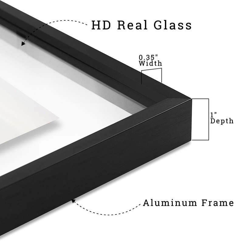 Frametory, Floating Picture Frame 11x14 - Black Aluminum Metal Photo