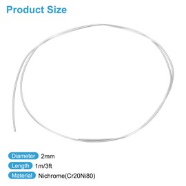 uxcell 3 FT Heating Resistor Wire, 2mm 12 Gauge Wire Wrapping Nichrome Heating Element Coil Wire Resistance Wire for Home Appliances Industry Resistor Materials Aerospace