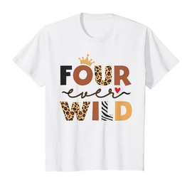 4 Ever Wild Birthday Girl Four Ever Wild Girl Outfit Leopard T-Shirt