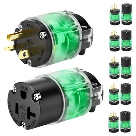 EPLESFTON 6 Set 20A 125V Extension Cord Ends Replacement, Lighted Female Plug End Replacement NEMA 5-20P/5-20R Straight Blade, 2-Pole 3-Wire Grounding for Generators, RV, Marine - Industrial Grade