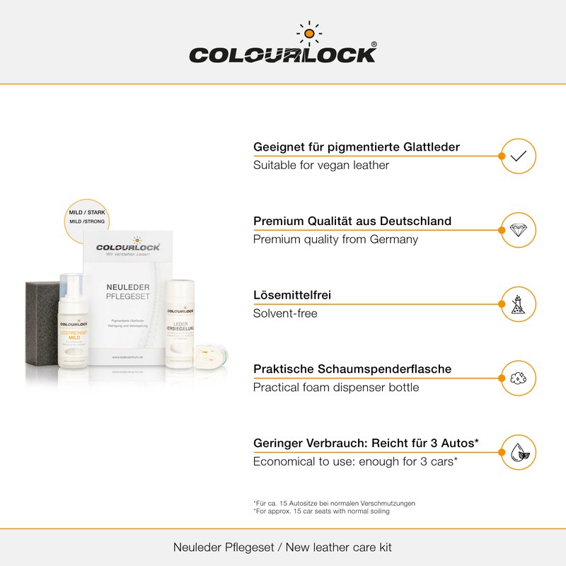 COLOURLOCK Neuleder Pflegeset Mild mit Leder Versiegelung 150ml und Lederreiniger