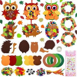 Taufe Felt Craft Set for Decoration, Autumn Crafts for Children, Felt Autumn Crafts Children's Set, Autumn Wreaths Craft Set for Children, Owl Crafts, for Craft Projects, DIY Felt Z Autumn Wreaths