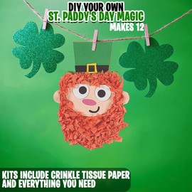 Leprechaun Crinkle Tissue Sign Craft Kit - Makes 12 - St. Patrick's Day Crafts for Kids and Fun Home Activities