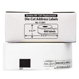 HOUSELABELS Compatible with DK-1201 Replacement Roll for Brother QL Label Printers; 400 Address Labels; 1-1/7" x 3-1/2" (29mm*90mm) - 50 Rolls