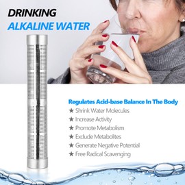 Barra de Agua Alcalina Portátil, Barra de Agua Alcalina de Acero Inoxidable, Alcalinizador de PH, Ionizador, Minerales de Hidrógeno, Varita, Filtro Purificador de Agua (#2 (11,1