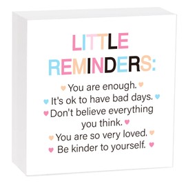 Inspirational Little Reminders Wooden Sign, Motivational Quote Wood Sign Office Desk Decor, You are Enough Home Office Classroom Decorations, Inspirational Gifts Employee Appreciation Gifts