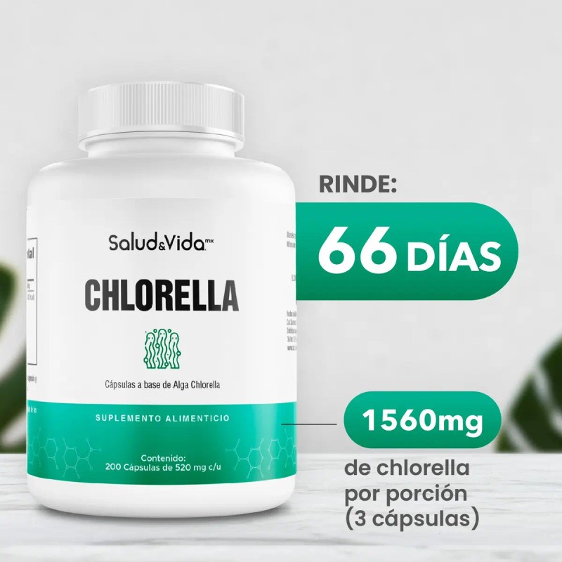 Alga Chlorella Orgánica Pared Celular Rota 200 Cápsulas 520 Salud