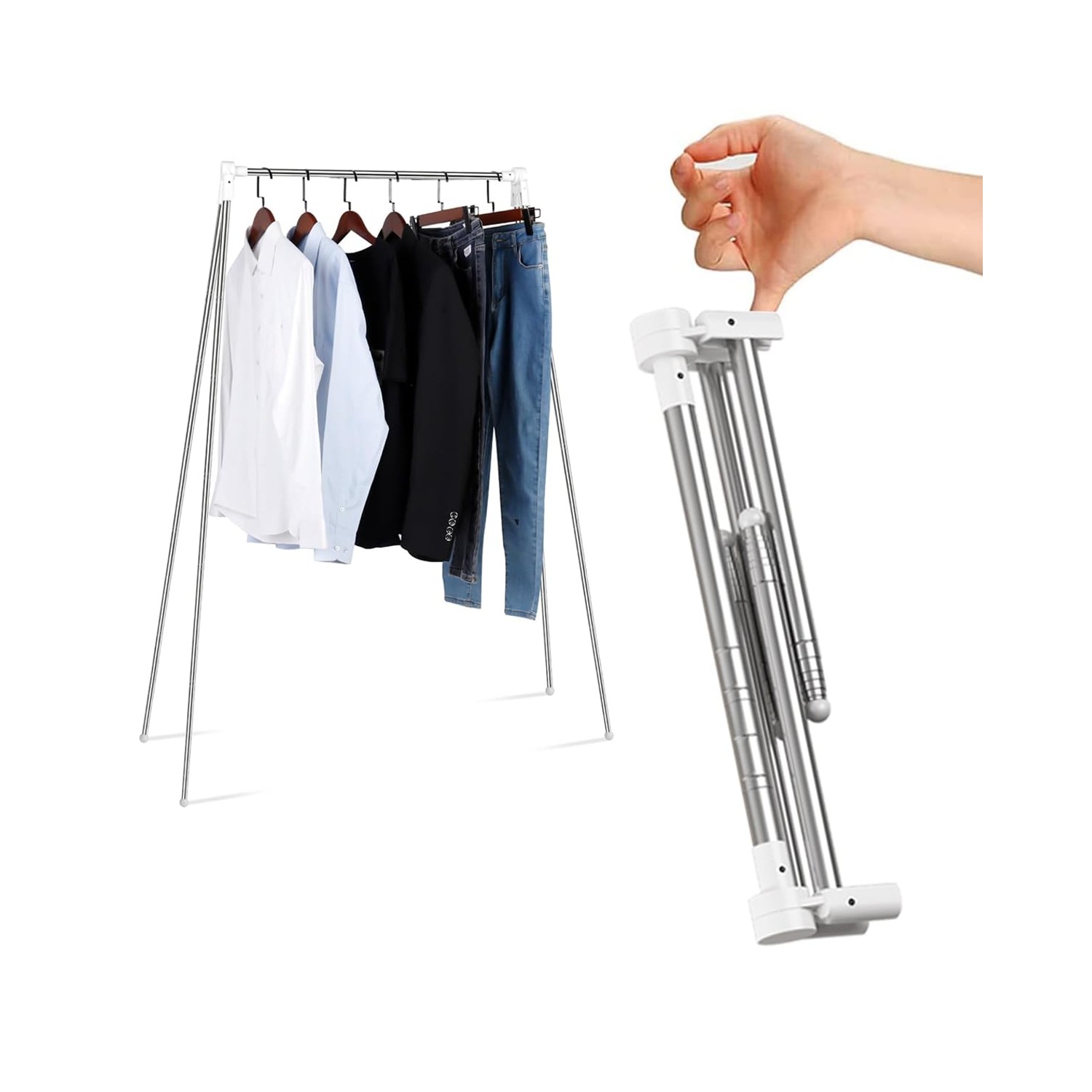 ANLEBUY Portable Garment Rack, Folding Clothes Rack, Collapsible ...