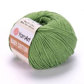 YarnArt Baby Cotton - Knitting Yarn, Baby Yarn, Summer Yarn, Amigurumi Yarn, Soft Yarn, 50% Cotton Yarn, 50% Acrylic Yarn, 1.76 Oz, 180.44 Yds (4 Skein, 440)