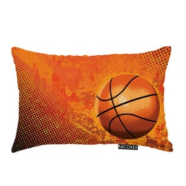 Nicokee Throw Pillow Cover Sports Basketball Orange Decorative Pillow Case Home Decor 20x12 Inches Pillowcase