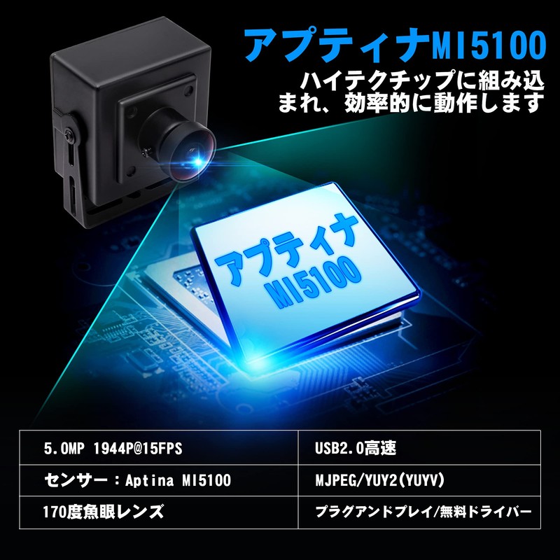 ELP Webcam 5MP Wide Angle 170 Degree Fisheye Lens HD