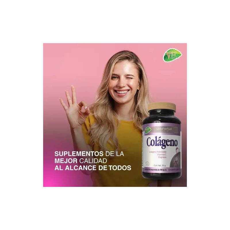 Colageno Vida Herbal, Tabletas, Colageno Hidrolizado