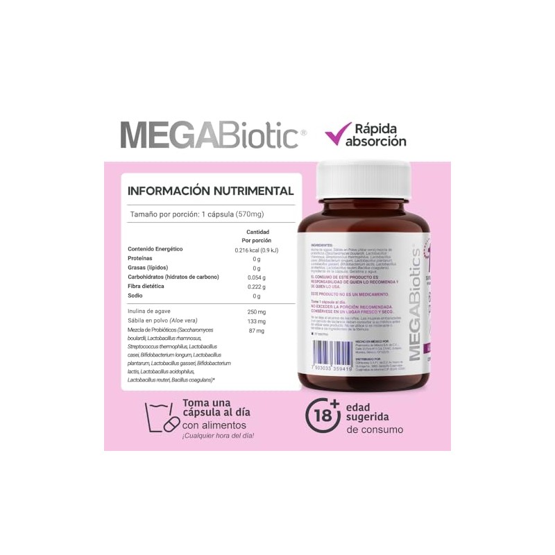 MegaBiotic Probióticos 60 Billones y 11 Cepas 60 cápsulas 570mg