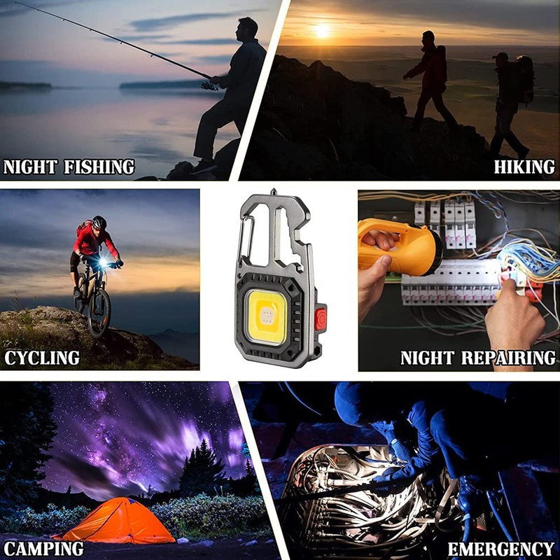 BY-J Cob Mini Flashlight Keychain Light, 500 Lumens Bright Rechargeable,