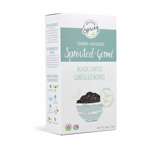 Second Spring Organic Sprouted Black Lentils 350 g