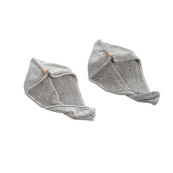 Healvian 2pcs Bamboo Charcoal Quick Drying Towel Cap for Women