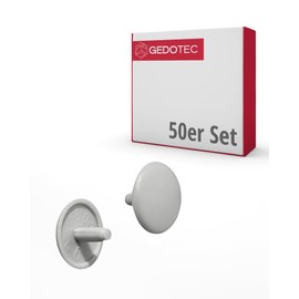 Gedotec Furniture Cover Caps Round | Pack of 50 - Screw Caps for Headhole Hole PZ2 | H1115 | Covers Diameter 12 x 2.5 mm | Closure Plugs Plastic Light Grey | End Caps for Drill Holes