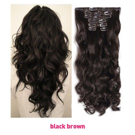 Super Deerlet 7Pcs 16 Clips Double Weft Clip in Full Head Hair Extensions Clip on Silky Synthetic Hair Wavy Curly Hairpieces