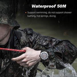 findtime Solar Powered Watches for Men 5ATM Waterproof Diving LED Men's Wristwatch for Marathon Survival Swimming Military Tactical Field Watch Black