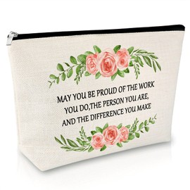 Sfodiary Thank You Gift Makeup Bags Inspirational Gift for Women Cosmetic Bag Appreciation for Employee Volunteer Coworker Leaving Gift Birthday Gift for Her Christmas Gift Travel Cosmetic Pouch