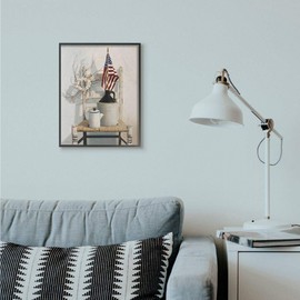 Stupell Industries Vintage Rustic Things American Flag Neutral Painting Black Framed Wall Art, 16 x 20, Multi-Color