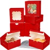 Bakepacker 60pcs Red Bakery Boxes with Window 6x6x3 inches Thick
