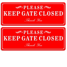 CDXHOME 2 Pack Please Keep the Gate Closed Matal Sign - Brushed Aluminium Durable Ink - UV Protected Weather Resistant Durable - 3.5 x 9.8 IN