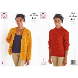 King Cole 5810 Knitting Pattern Womens Cardigan and Sweater in Merino DK
