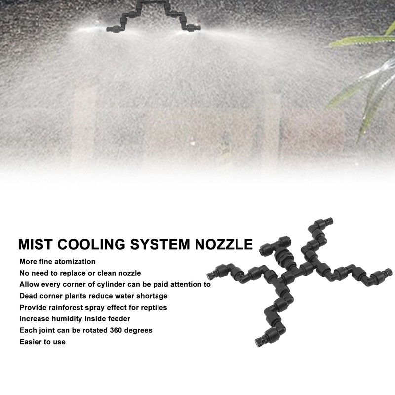 Adjustable Mist Cooling System Nozzle 360 Degree Pets Reptiles Greenhouse