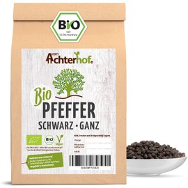 Achterhof Black Whole Organic Pepper, 500 g, Black Peppercorns for the Mill