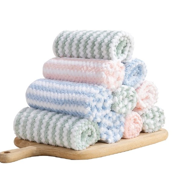 HOUSON 6PCS Dish Towels, Super Absorbent Fast Drying Rags Kitchen Coral Velvet Cloths Premium Dishcloths,Nonstick Oil Washable  (12'' x 12'')