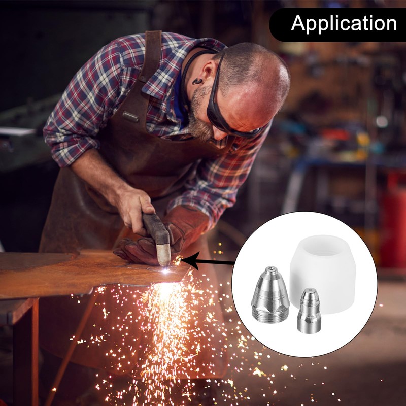sourcing map 30pcs P80 Plasma Cutter Nozzle Electrodes and Shroud