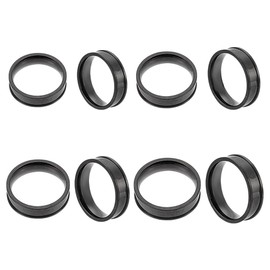 HOBBIESAY Pack of 4 Blank Finger Rings with Core Round Empty Ring Stainless Steel Ribbed Finger Ring Wide Black Band Cool Simple Band, Stainless Steel