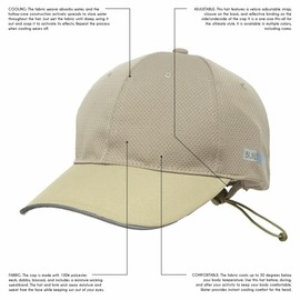 BUILTCOOL Adult Mesh Baseball Hat - Men & Women Cooling Ball Cap for Running, Tennis, and Golf - One Size, Khaki