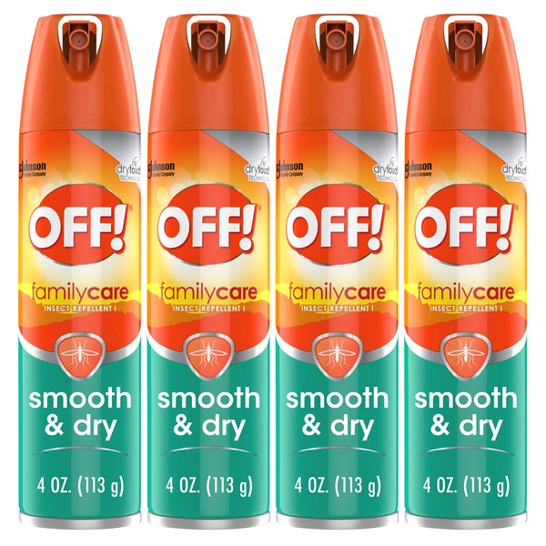 OFF! FamilyCare Insect & Mosquito Repellent Aerosol, Smooth and Dry Formula Bug Spray, Provides up to 6 Hours of Protection, 4 oz (Pack of 4)