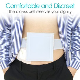 G Tube Holder Peritoneal Dialysis Catheter Belt to Secure Medical Feeding Tubes Gastrostomy Gtube PEG J Tube with Larger 6" Square Sponge Pouch Pad Accessories for Adults Women Men White