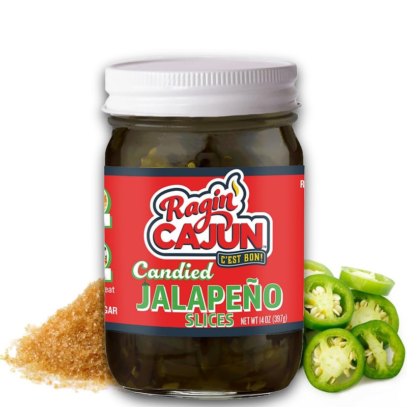 Ragin' Cajun Candied Jalapeño Slices - 14 fl oz Jar,