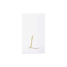 Vietri Papersoft Gold Monogram Guest Towels - L Pack/20-7.75" x 4.5" Spunlace Disposable Napkins