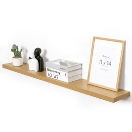 Fun Memories 55 Inch Floating Shelf, Large Display Shelf & Storage Shelf, 8 Inch Deep Floating Shelves for Wall, Rustic Wood Floating Shelves Wall Mounted, Oak, Set of 1