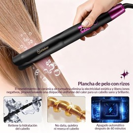Inteloco Rizador de Cabello 2 en 1 Alisadora de Cabello, Placas de Cerámica, 130℃-230℃, 11 Ajustes de Temperatura, 360° Girar, para Alisar, Rizar y Sellar el Peinado, Control Antifrizz, Rosa Roja