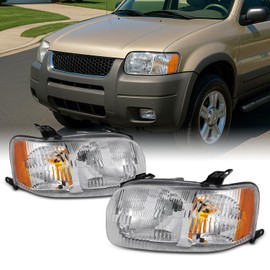 AKKON - For 2001 2002 2003 2004 Ford Escape OE Style Chrome Housing Headlight Assembly