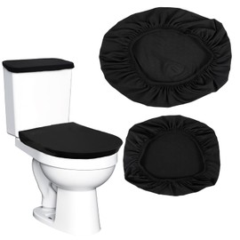 Tyqour Toilet Lid Cover Black Toilet Seat Cover Toilet Lid Cover Elasticity Toilet Lid Cover and Tank Protection Cover with Elastic Band Toilet Seat Cover for Most Toilet Lids