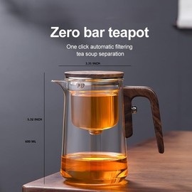 RORA Enchanti Tea Pot - Witchcraft Magic Glass Teapot, Magnetic Water Separation Design, Borosilicate Infuser Pot with Strainer for Loose Leaf & Herbal Teas, Ideal for Tea Maker (600ml, Brown)