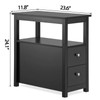 SEGAWE 2PCS End Table w/ 2 Drawer Shelf Narrow Bedroom