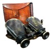 Double Lance Binoculars/Monocular Solid Antique Brass Telescope With Leather Case