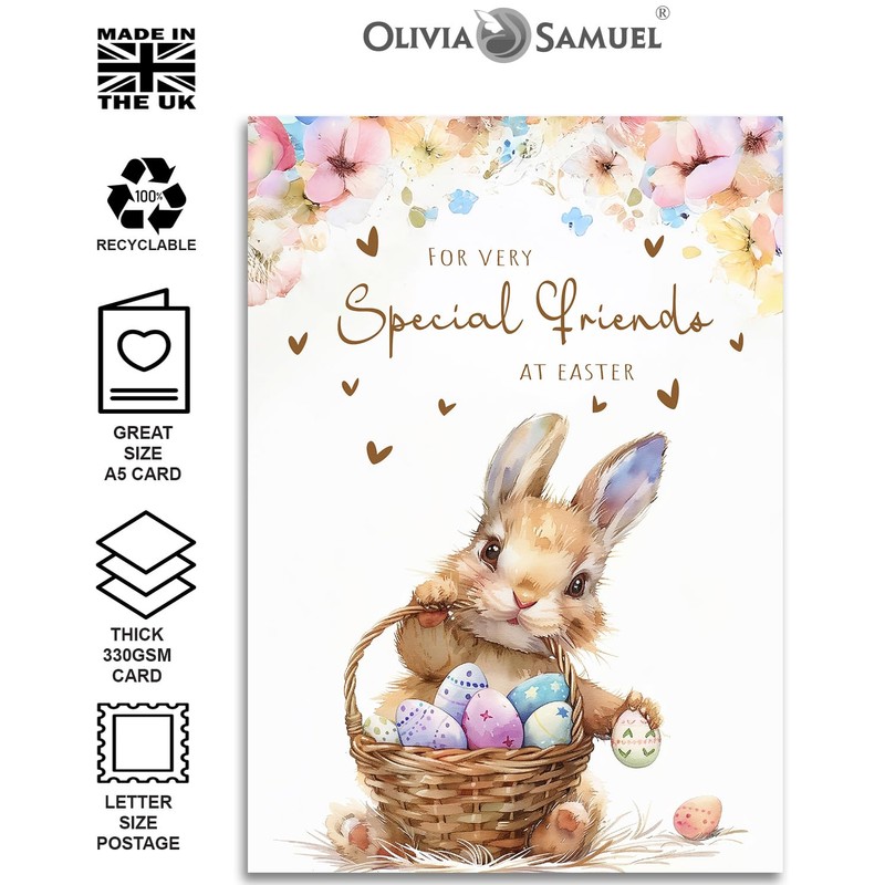 Special Friends Easter Card - Bunny with Easter Eggs Design
