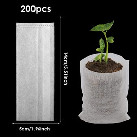 CFifHtOL Non-Woven Seedling Grow Bags 200 Pack,5.5 * 11.5Cm,Grow Bags For Vegetables,Plant Growth For Nursery/Home Gardening/Greenhouse Use - Ideal For Professional Growers & Gardening Enthusiasts
