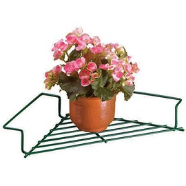 Fox Valley Traders Corner Plant Caddy Storage Shelf, Durable Coated Wire for Indoor/Outdoor Use, Green, 19 ¼” W x 9 ½” W x 2” H