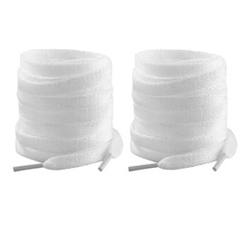 Shoelace 2 Pairs of Flat Shoelaces, 8 mm 100 cm, White Tear-Resistant Replacement Shoe Laces, White