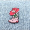 Pink Cowgirl Enamel Pin – Western Boot & Hat Brooch